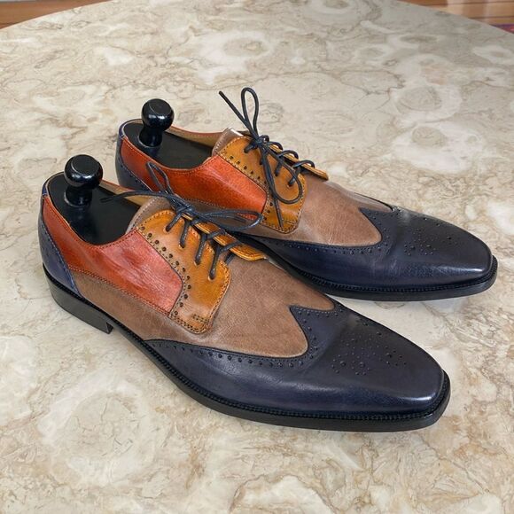 Melvin & Hamilton Jeff 14 Handcrafted Multi Colour Leather Derby Dress Shoes - Picture 1 of 16